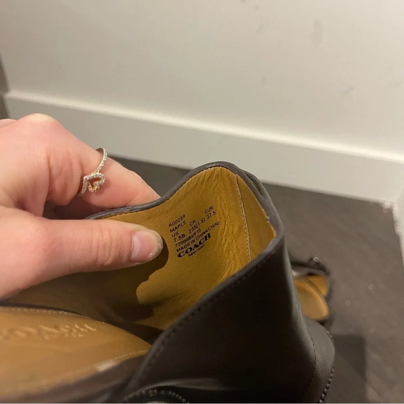 Coach Maple Sadle Semi Matte Leather Brown Mule Sandal Heels Beaded 7.5 Mobwife - Picture 6 of 10